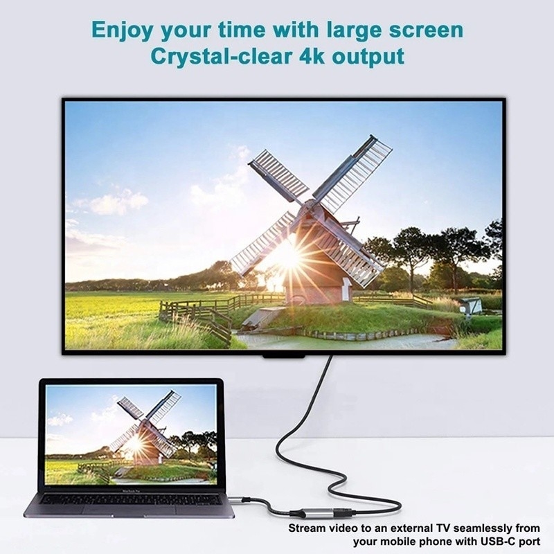남성-여성 USB 3.1 타입 C에서 HDMI HDTV 케이블 어댑터 변환기 4K 60Hz 1080P CCA 선도자