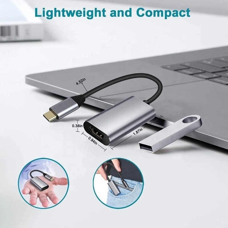 남성-여성 USB 3.1 타입 C에서 HDMI HDTV 케이블 어댑터 변환기 4K 60Hz 1080P CCA 선도자