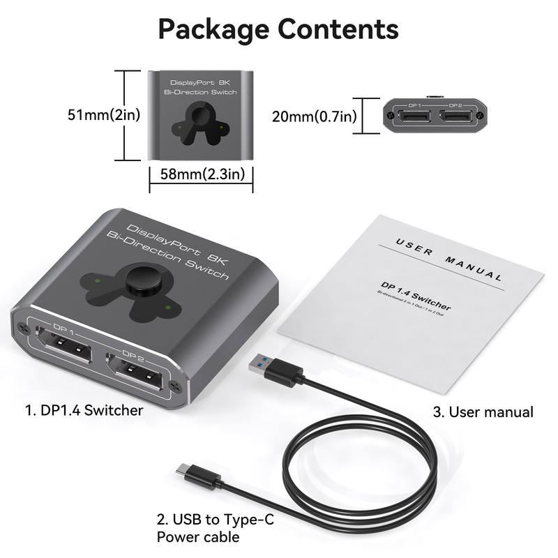 8K60Hz 디스플레이 포트 스위처 간편한 조작 및 고성능 DP 1.4 스위칭