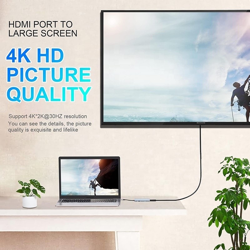 다기능 USB C 허브 도크와 기가비트 RJ45 이더넷 TF SD 카드 리더 HDMI VGA USB 30
