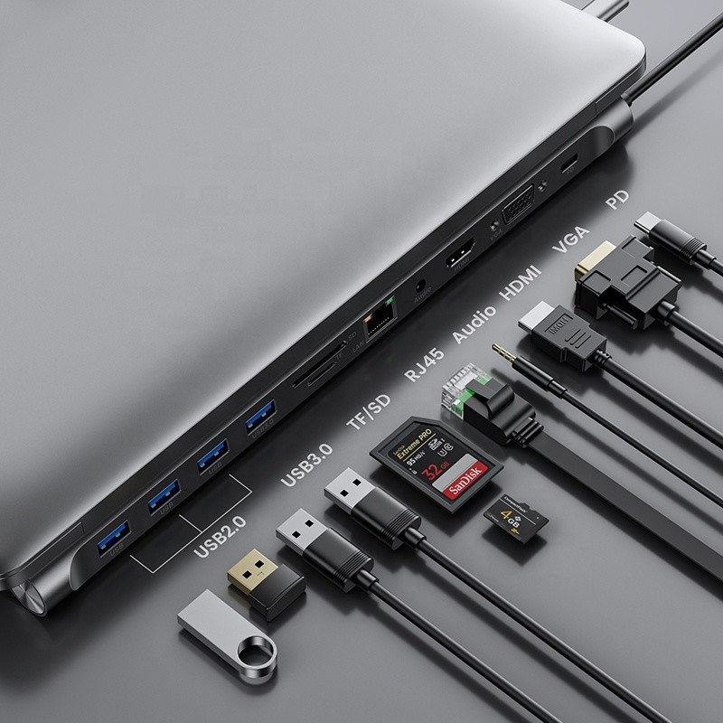 노트북 및 휴대 전화용 11in1 USB 타입 C 다기능 허브 어댑터