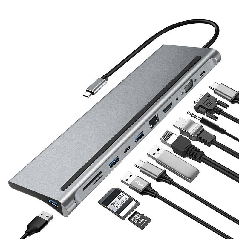 11인1 멀티포트 USB C USB-C 타입-C PD 4K HDTV 허브 어댑터 도킹 스테이션 RJ45