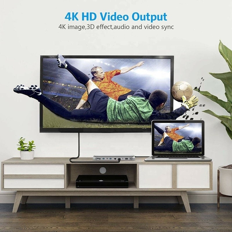 11인1 멀티포트 USB C USB-C 타입-C PD 4K HDTV 허브 어댑터 도킹 스테이션 RJ45