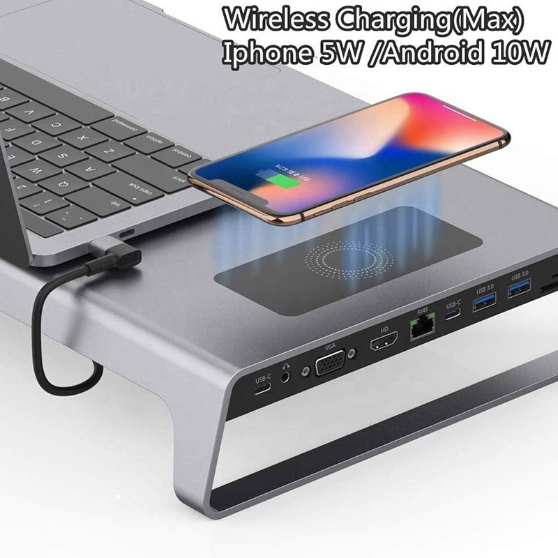TYPE-C 남성 11 인 1 허브 컴퓨터 노트북 도킹 스테이션 어댑터 1000Mbps RJ45 및 USB-C PD
