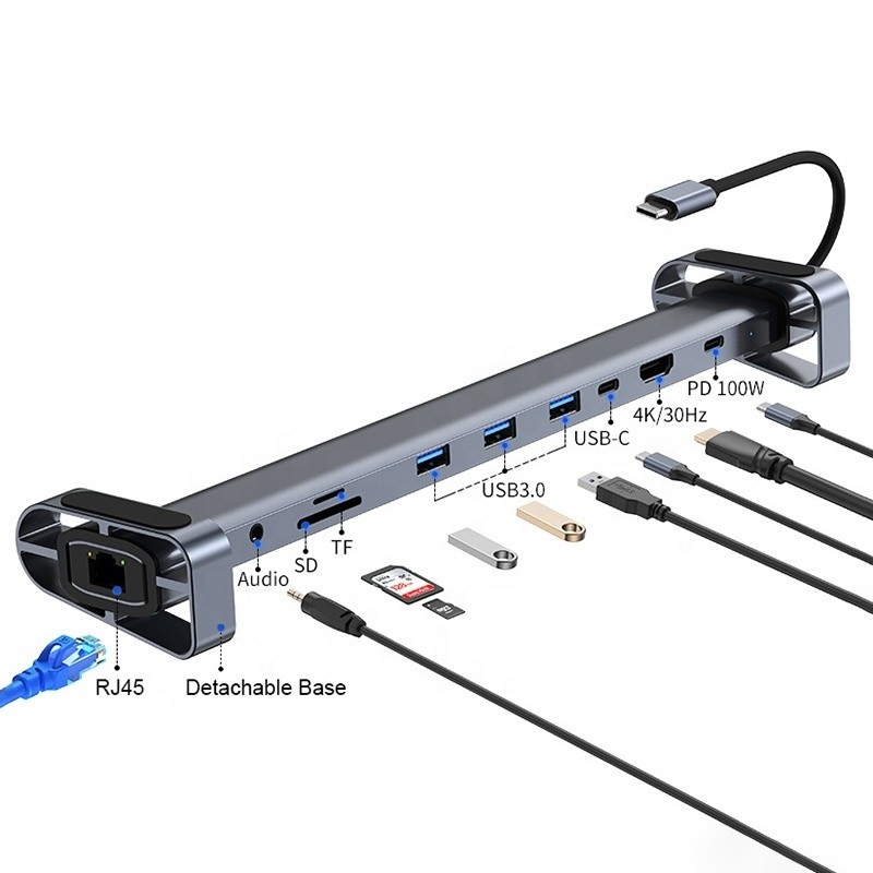 USB 3.1 인터페이스 타입 10인1 타입 C 허브 고속 데이터 전송 및 충전