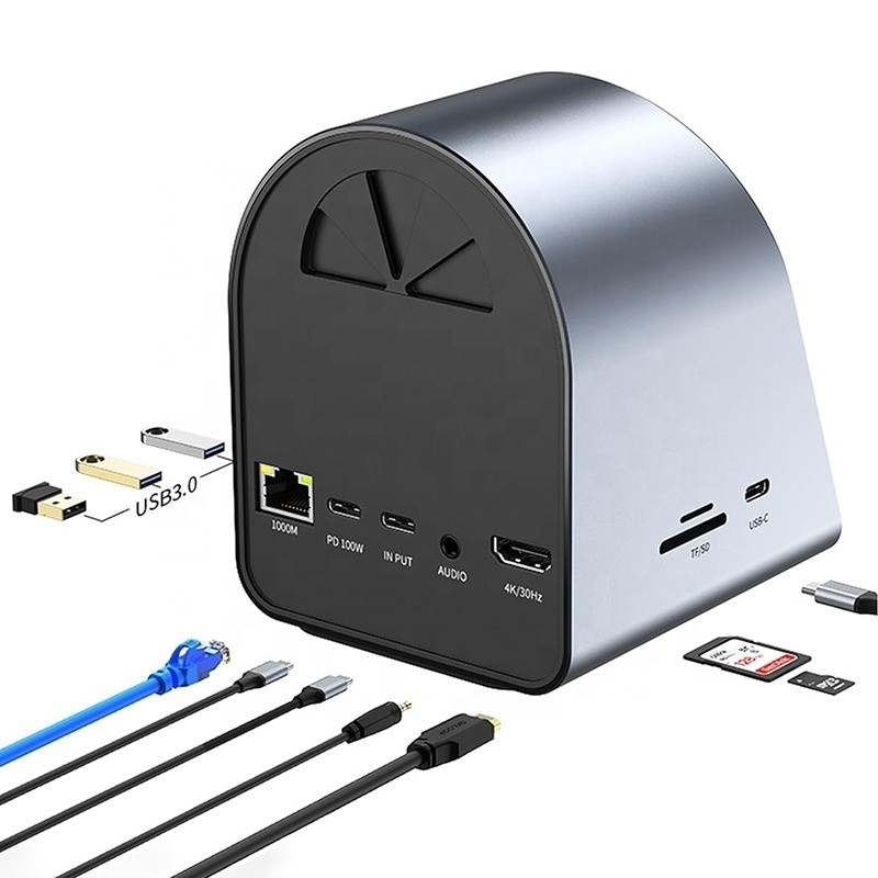 USB 3.1 10 In 1 타입 C 멀티 포트 도킹 스테이션 허브와 기가 비트 이더넷 및 4K HD HDMI