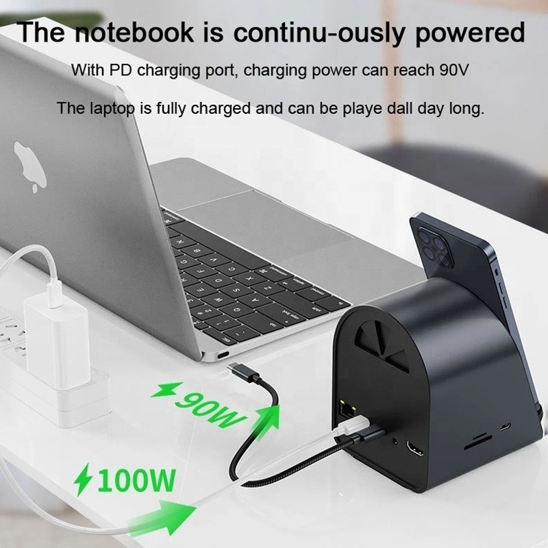 USB 3.1 10 In 1 타입 C 멀티 포트 도킹 스테이션 허브와 기가 비트 이더넷 및 4K HD HDMI