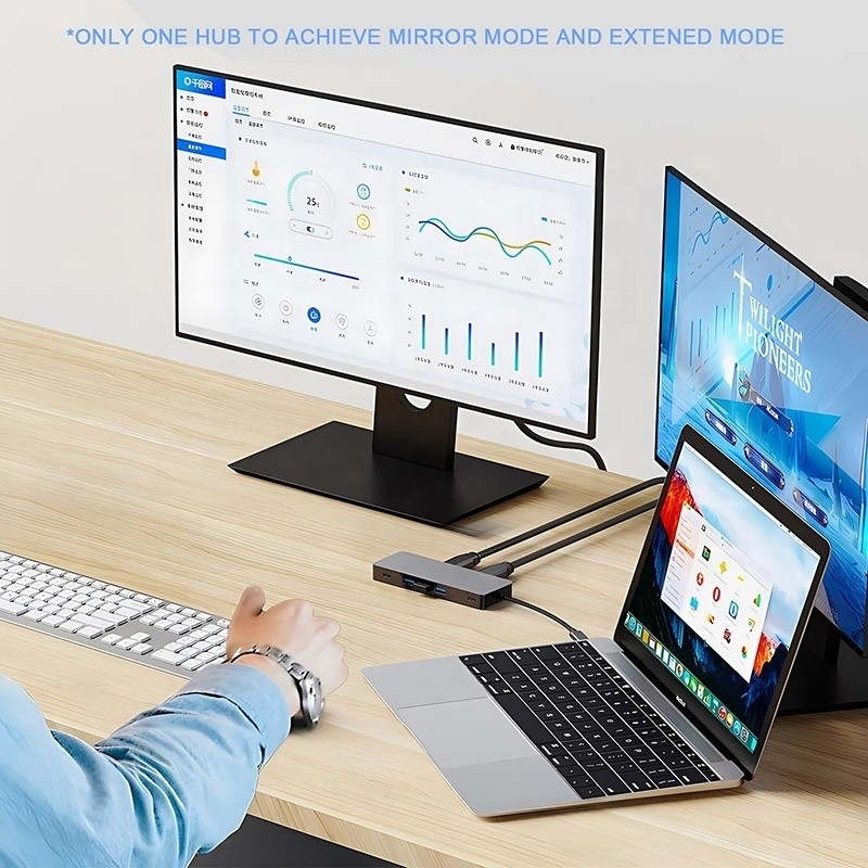 10 In 1 USB C 허브 듀얼 HDMI 4K 60Hz 어댑터 도크 USB 3.0 이더넷 RJ45 1000Mbps