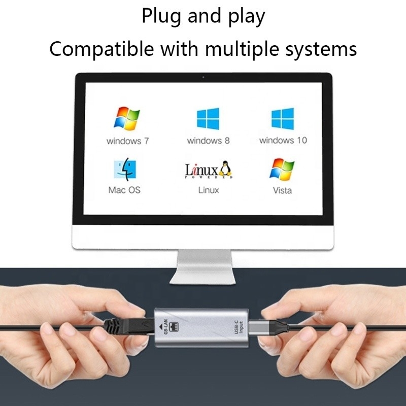 USB C 여성으로 이더넷 포트 어댑터 10/100/1000 Mbps 속도 빠른 네트워크 연결