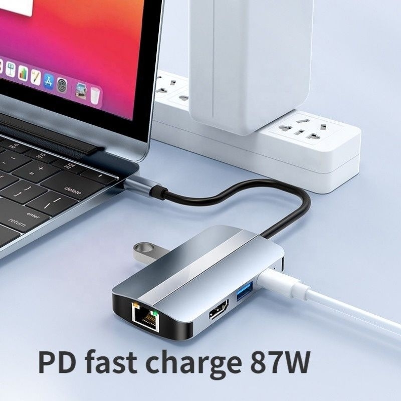 비디오 전송 충전 네트워크 기능이 있는 USB C 타입 C 허브 멀티 포트 도크 스테이션