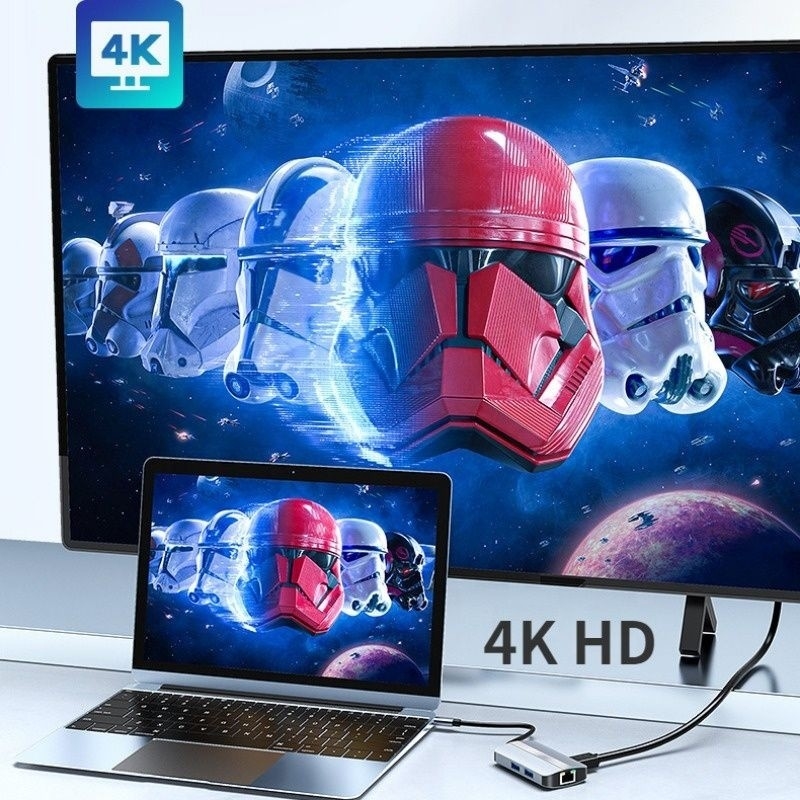 비디오 전송 충전 네트워크 기능이 있는 USB C 타입 C 허브 멀티 포트 도크 스테이션