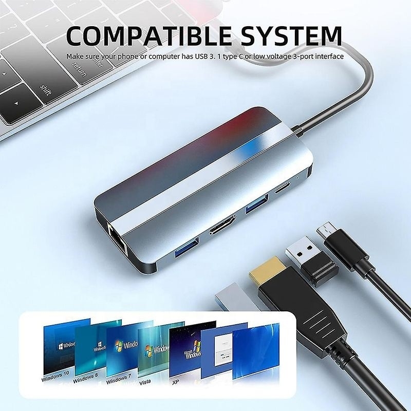 비디오 전송 충전 네트워크 기능이 있는 USB C 타입 C 허브 멀티 포트 도크 스테이션