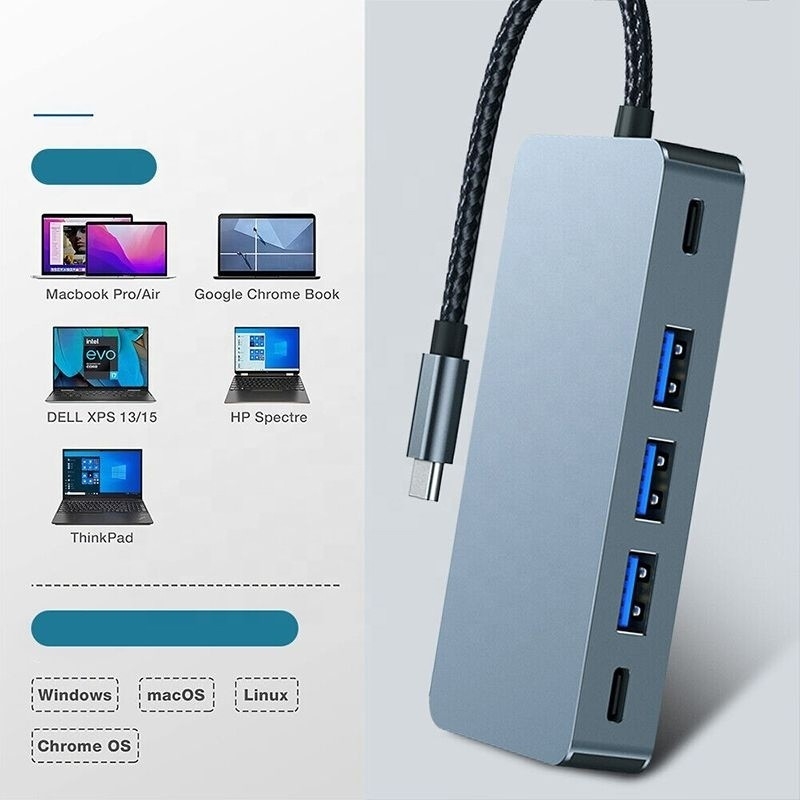 4K 30Hz 듀얼 HDMI USB 3.0 어댑터 도킹 스테이션 7 인 1 멀티포트 USB C 타입 C 허브
