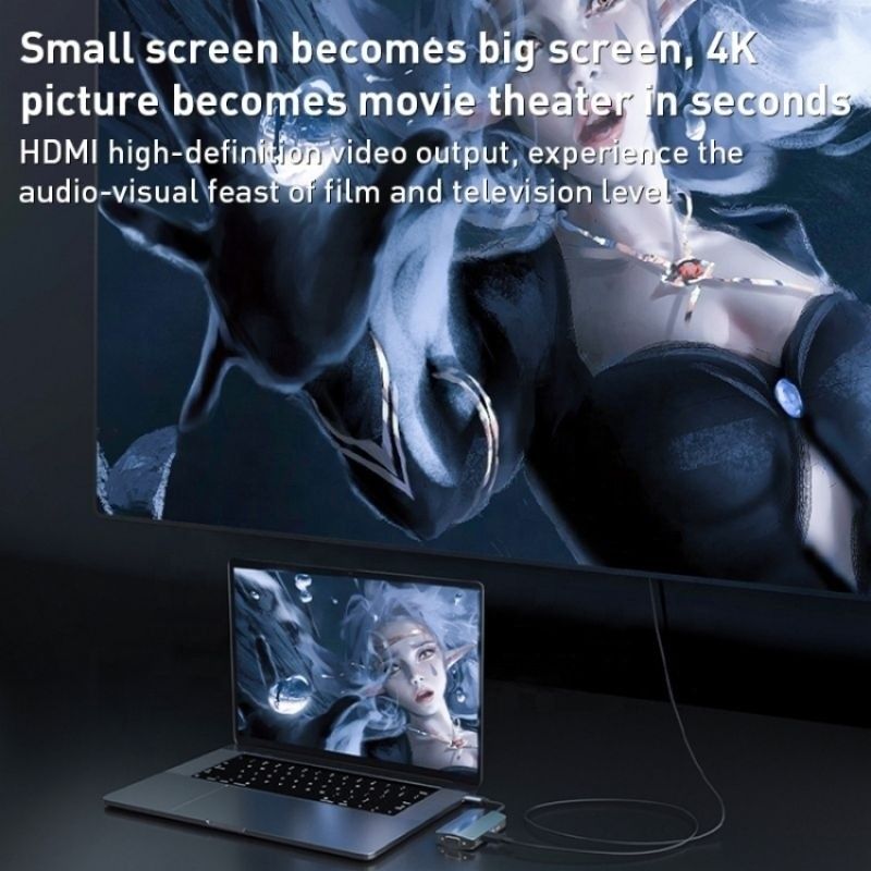 회색색과 4K HDMI VGA 멀티포트 도크 스테이션과 함께 7인 1 USB C 타입 C 허브 어댑터