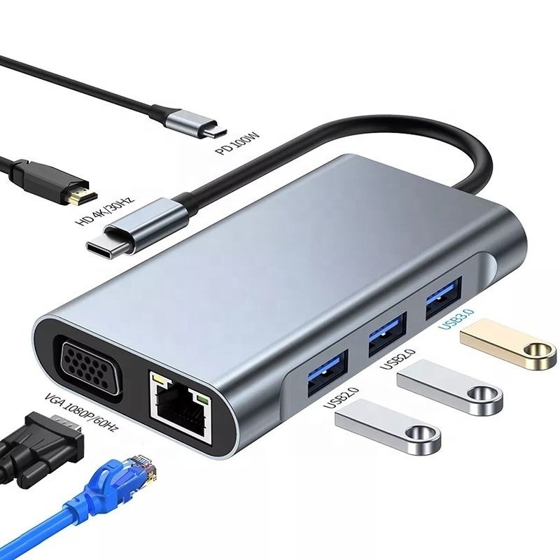 11 In 1 USB-C 허브 USB3.0 USB2.0 SD TF 어댑터 허브와 카드 리더
