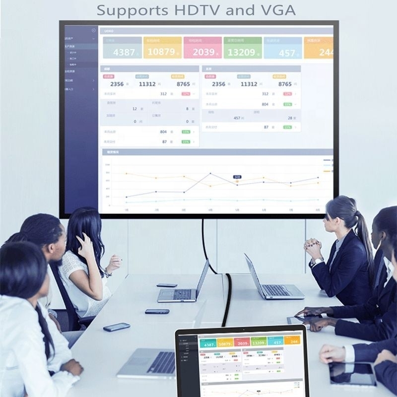7인1 USB C 타입 C 도킹 스테이션, HDTV HDMI VGA USB RJ45 및 빠른 데이터 전송