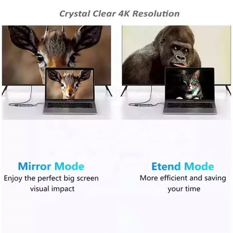 7인1 USB C 타입 C 도킹 스테이션, HDTV HDMI VGA USB RJ45 및 빠른 데이터 전송
