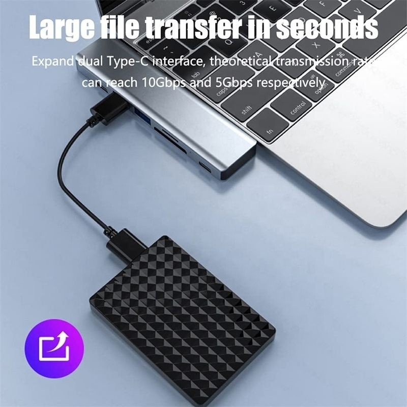USB C 타입 C 7인 1 멀티포트 도크 허브 어댑터 HDMI USB 3.0 USB 2.0 SD/TF PD 출력