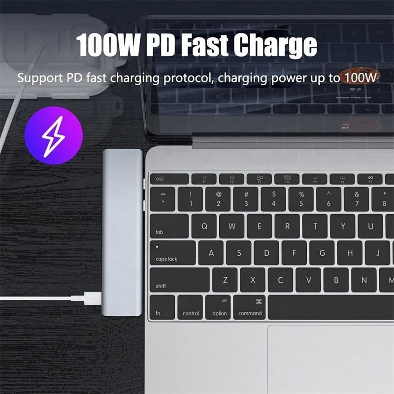 USB C 타입 C 7인 1 멀티포트 도크 허브 어댑터 HDMI USB 3.0 USB 2.0 SD/TF PD 출력