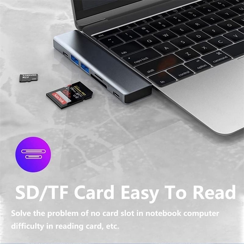USB C 타입 C 7인 1 멀티포트 도크 허브 어댑터 HDMI USB 3.0 USB 2.0 SD/TF PD 출력