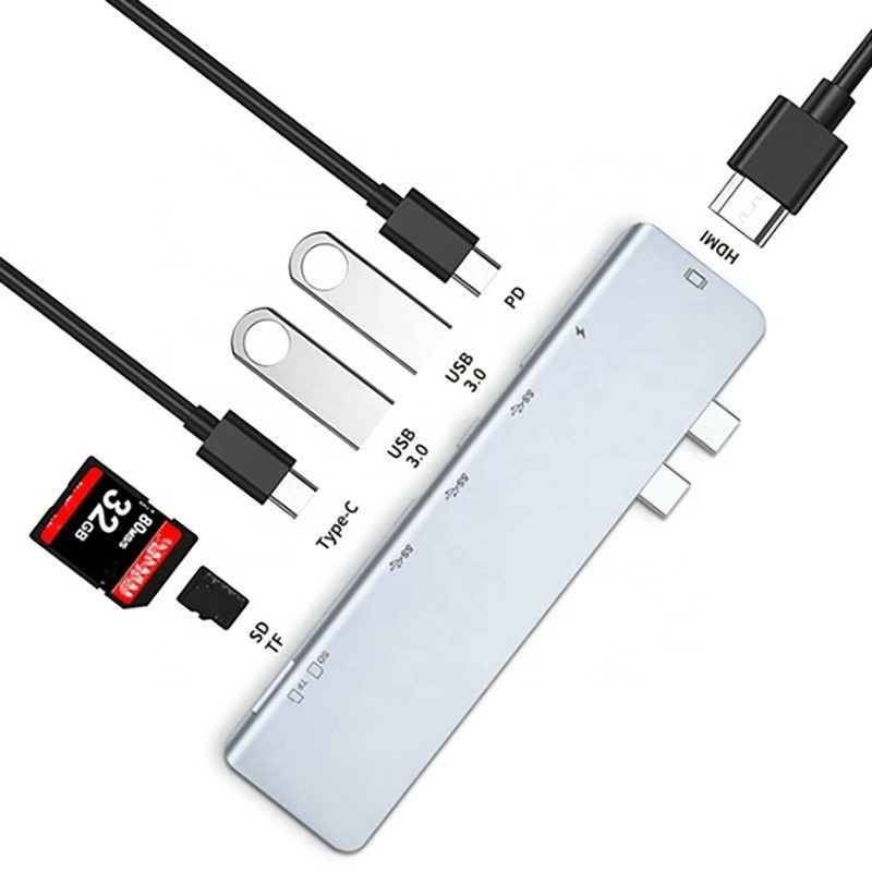 맥북 프로용 USB C 타입 C 4K 30Hz HDMI USB 3.0 TF SD 어댑터 허브 도킹 스테이션