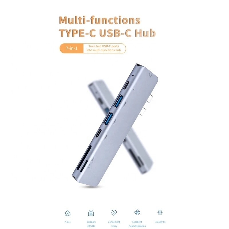 맥북 프로용 USB C 타입 C 4K 30Hz HDMI USB 3.0 TF SD 어댑터 허브 도킹 스테이션