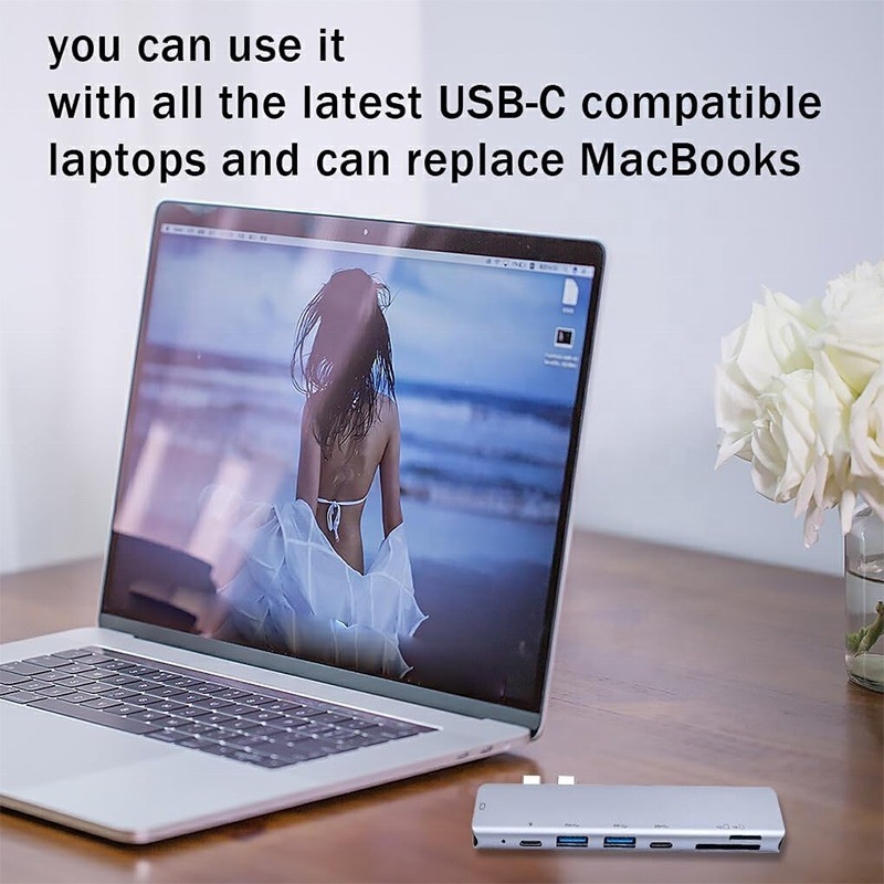 맥북 프로용 USB C 타입 C 4K 30Hz HDMI USB 3.0 TF SD 어댑터 허브 도킹 스테이션
