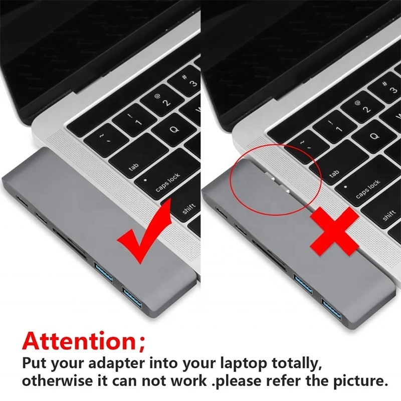 멀티포트 도킹 스테이션 6인 1 타입 C 허브 어댑터 SD/TF 2*USB3.0 2*USB-C 출력