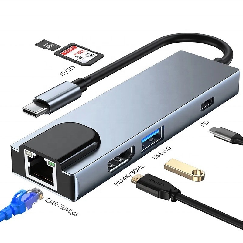노트북 기능 충전 데이터 전송 비디오 출력용 회색 USB C PD 도킹 스테이션