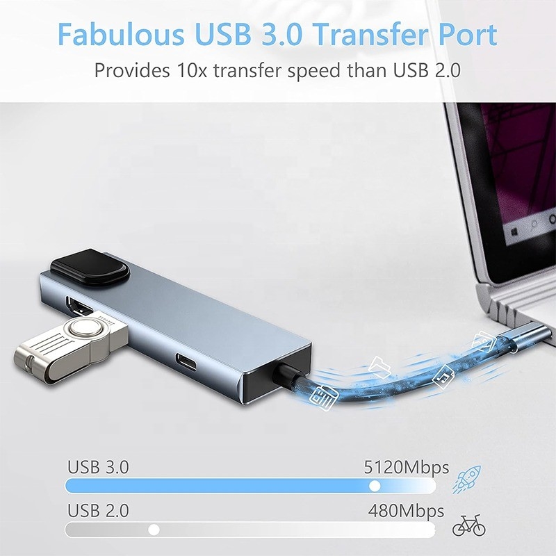 노트북 기능 충전 데이터 전송 비디오 출력용 회색 USB C PD 도킹 스테이션