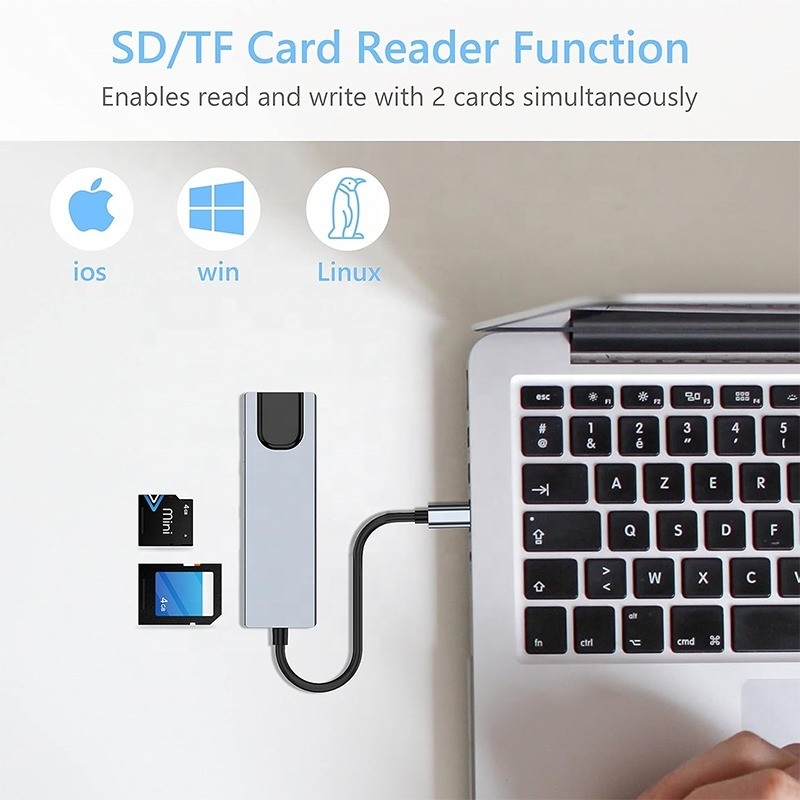 노트북 기능 충전 데이터 전송 비디오 출력용 회색 USB C PD 도킹 스테이션
