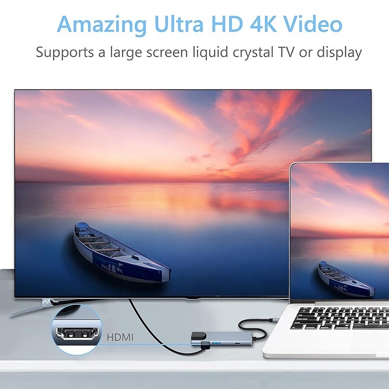 노트북 기능 충전 데이터 전송 비디오 출력용 회색 USB C PD 도킹 스테이션