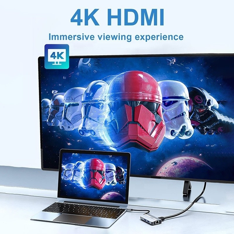 12인1 USB C 어댑터 OEM 멀티포트 허브 4K HDMI USB 3.0 RJ45 랜 이더넷