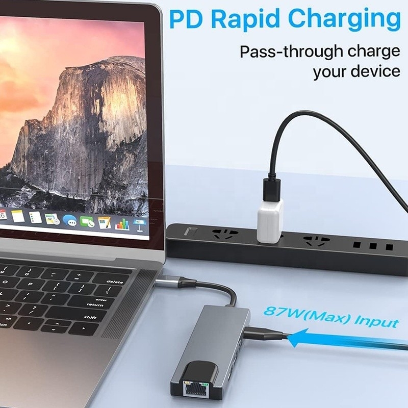 USB C 어댑터 13 in 1 4K HDMI 허브 타입 C에서 HDMI 4K USB 3.0 2.0 PD 충전 변환기