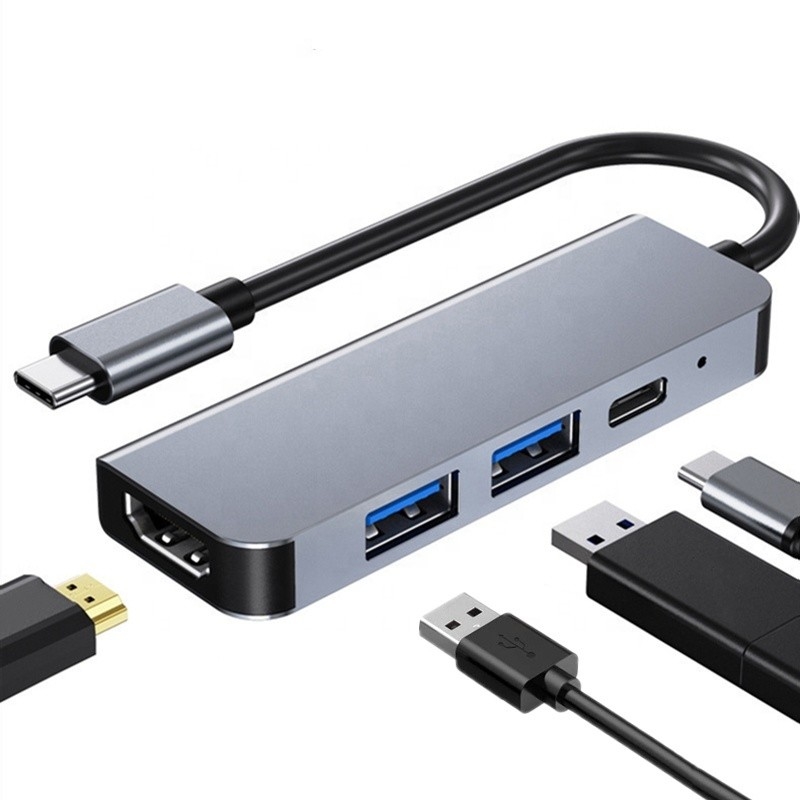 4K HDMI 호환형 USB C 허브 어댑터 2 USB3.0 및 PD 충전 포트