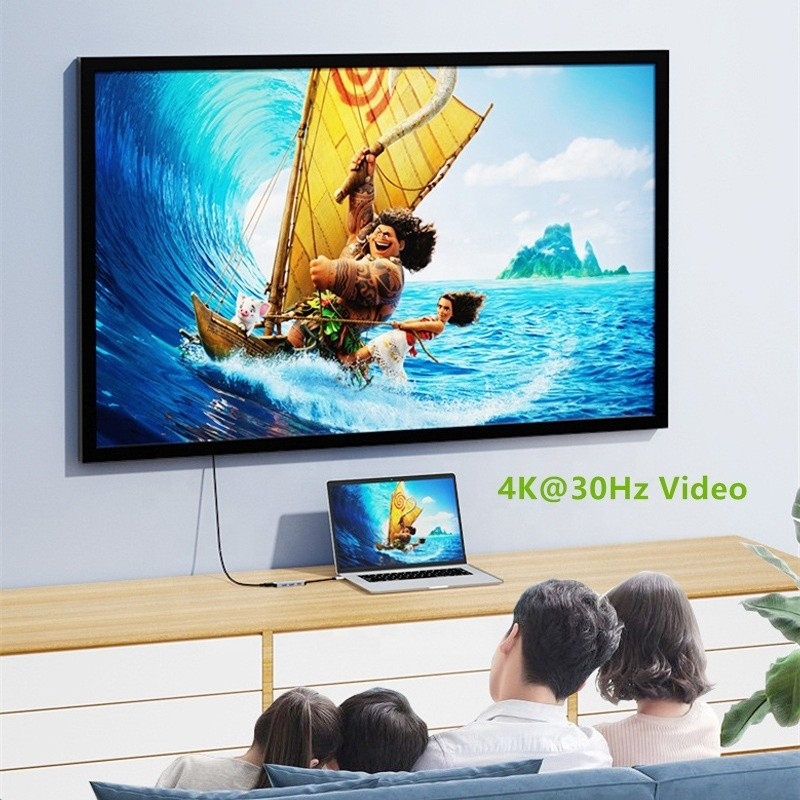 4K HDMI 호환형 USB C 허브 어댑터 2 USB3.0 및 PD 충전 포트