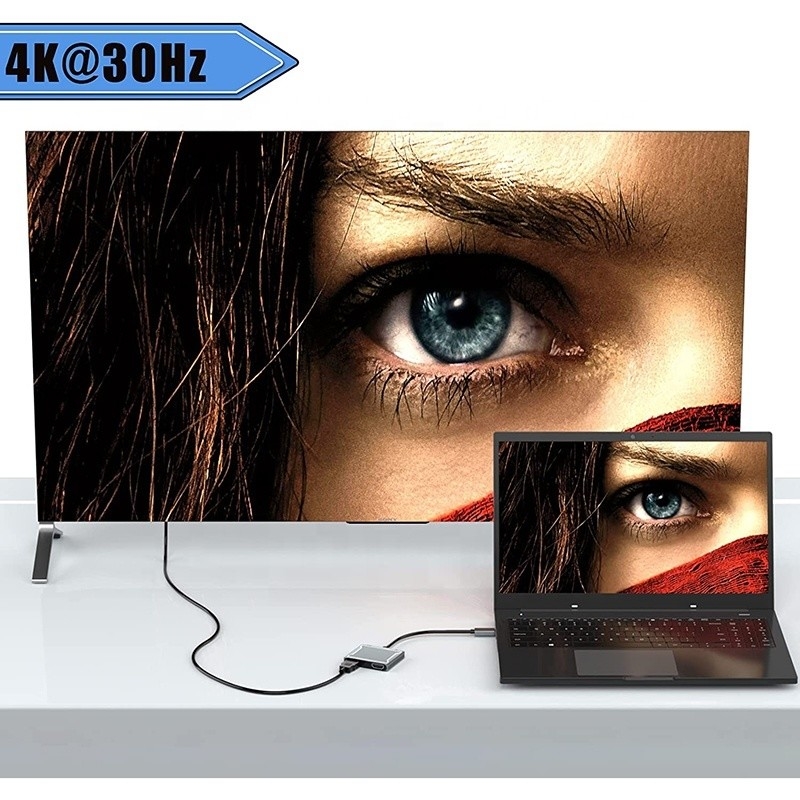 USB C 타입 C 인터페이스 커넥터 듀얼 HDMI 어댑터 4K 4 In 1 USB 3.0 허브 노트북용