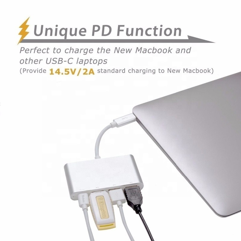 USB 3.1 인터페이스 4인 1 C형 허브 데이터 전송 속도를 위한 다중 어댑터