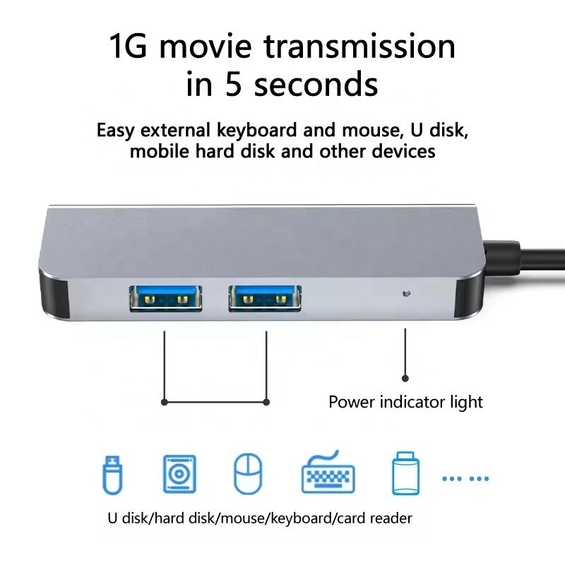 4K HDMI와 고속 USB 3.0을 가진 USB C 허브 Windows Mac에 호환