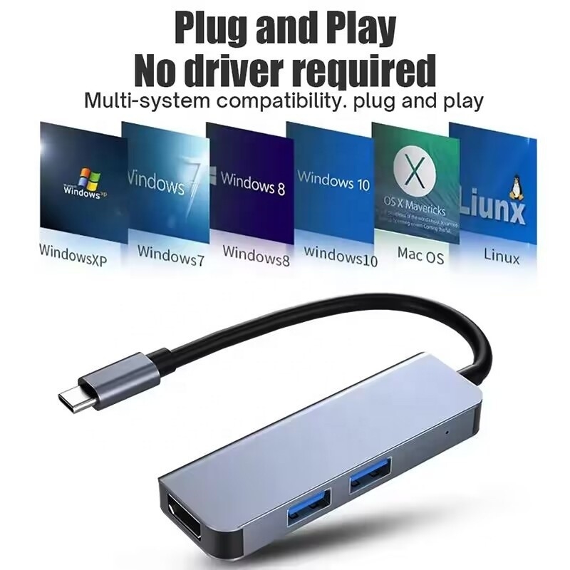4K HDMI와 고속 USB 3.0을 가진 USB C 허브 Windows Mac에 호환