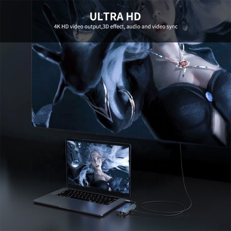 6in1 USB A 허브 4K HDMI USB3.0 RJ45 1000Mbps PD 충전 어댑터