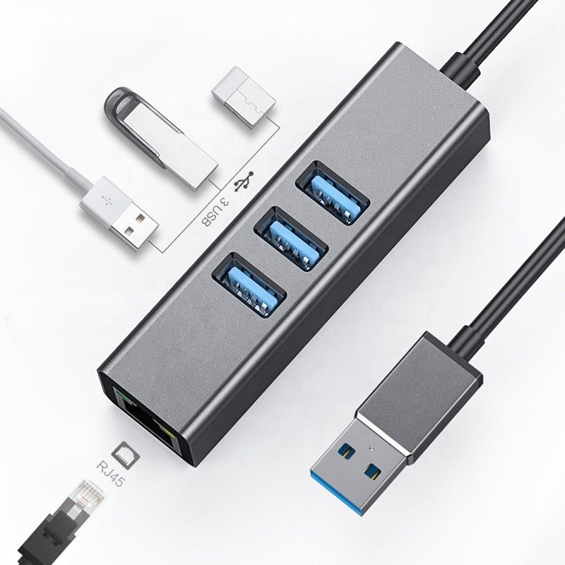 회색 USB3.0 허브와 3 USB 포트 기가비트 이더넷 네트워크 카드 RJ45 랜 어댑터
