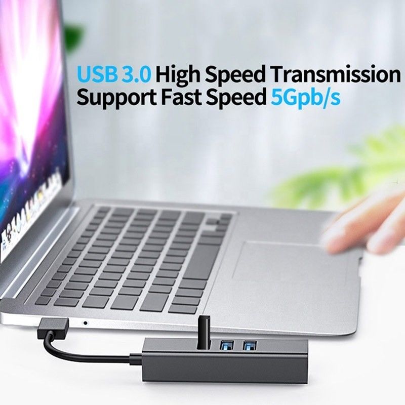 회색 USB3.0 허브와 3 USB 포트 기가비트 이더넷 네트워크 카드 RJ45 랜 어댑터