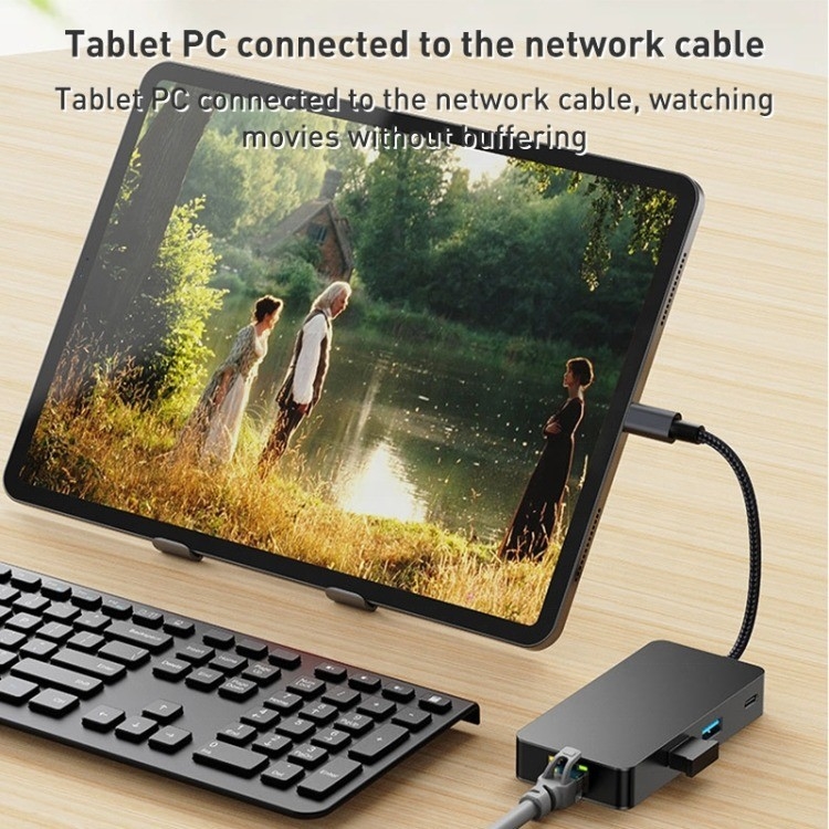 8-인-1 멀티포트 어댑터 USB-C 허브 HDMI 3 USB3.0 RJ45 및 PD 출력 5-8 포트
