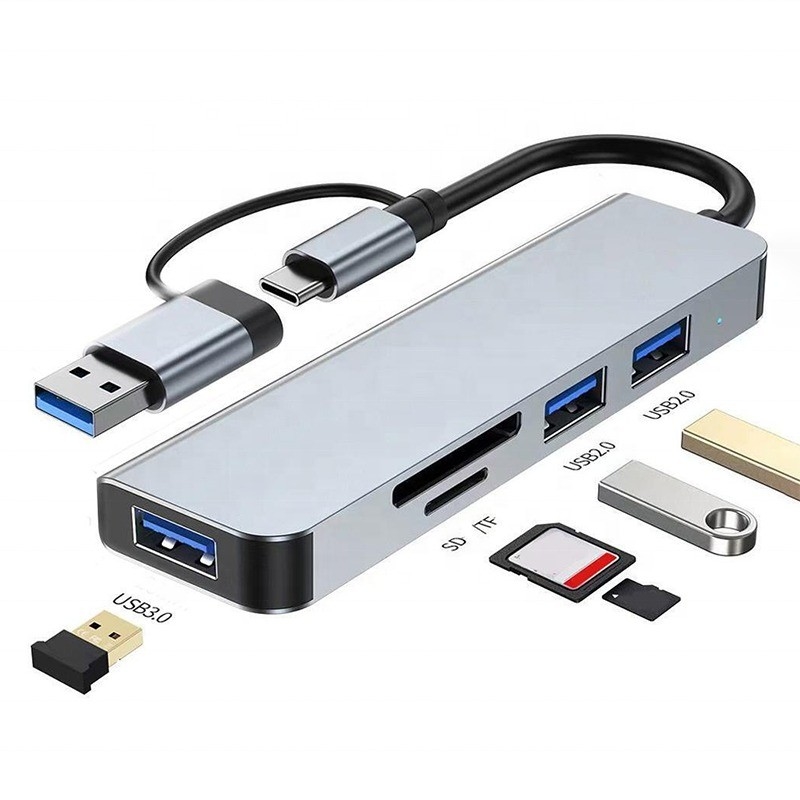 USB A/C 입력 USB 3.0 타입 C 멀티포트 어댑터 도킹 스테이션 SD/TF 카드 리더