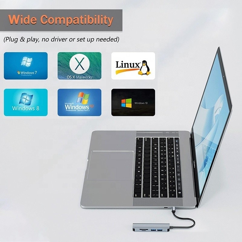 USB A/C 입력 USB 3.0 타입 C 멀티포트 어댑터 도킹 스테이션 SD/TF 카드 리더