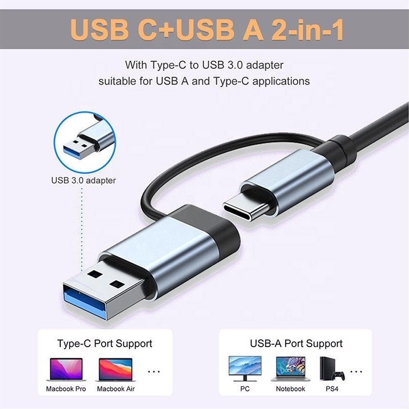 USB A/C 입력 USB 3.0 타입 C 멀티포트 어댑터 도킹 스테이션 SD/TF 카드 리더
