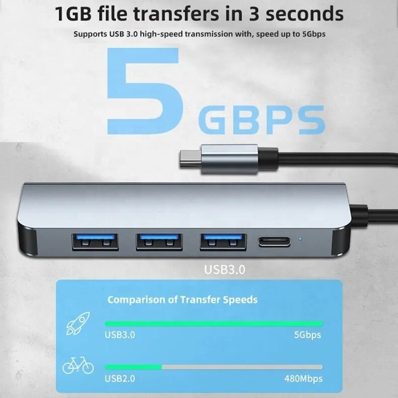 9인1 USB C 타입 C 어댑터 허브 100W PD 충전 및 USB3.0 3*USB2.0 출력
