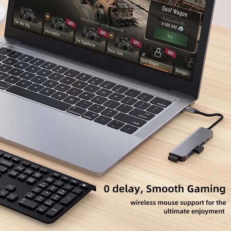 9인1 USB C 타입 C 어댑터 허브 100W PD 충전 및 USB3.0 3*USB2.0 출력