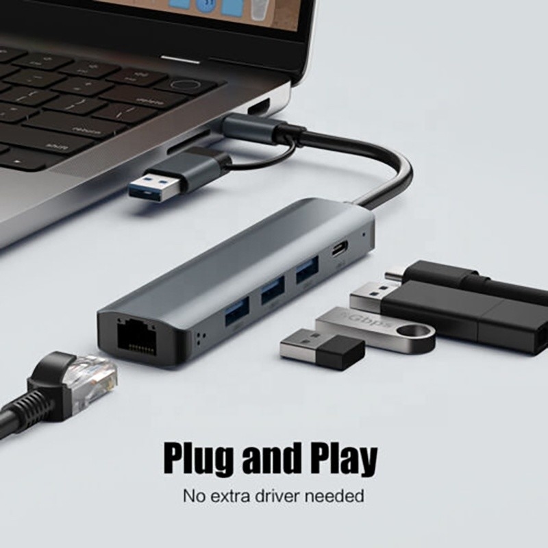 12인1 멀티포트 어댑터 USB C 허브 도킹 스테이션 USB 3.1 인터페이스와 RJ45 기가비트 이더넷